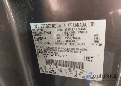 2004 Ford F-150 Heritage Xl/Xlt from USA, damaged, VIN 2FTRX17W74CA07013